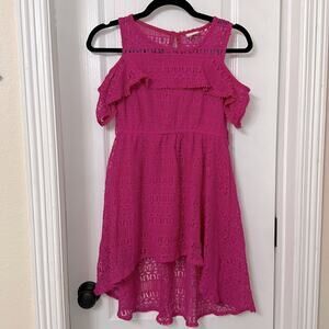 Real you pink crochet cold shoulder high low dress size 10/12